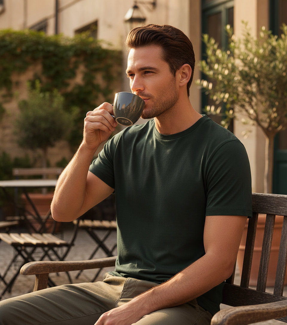 T-Shirt 1150 Tee Jays Luxury Organic Cotton Dark Green ανδρικά Basic T-Shirts Simple Wear Μπλουζάκια κοντομάνικα