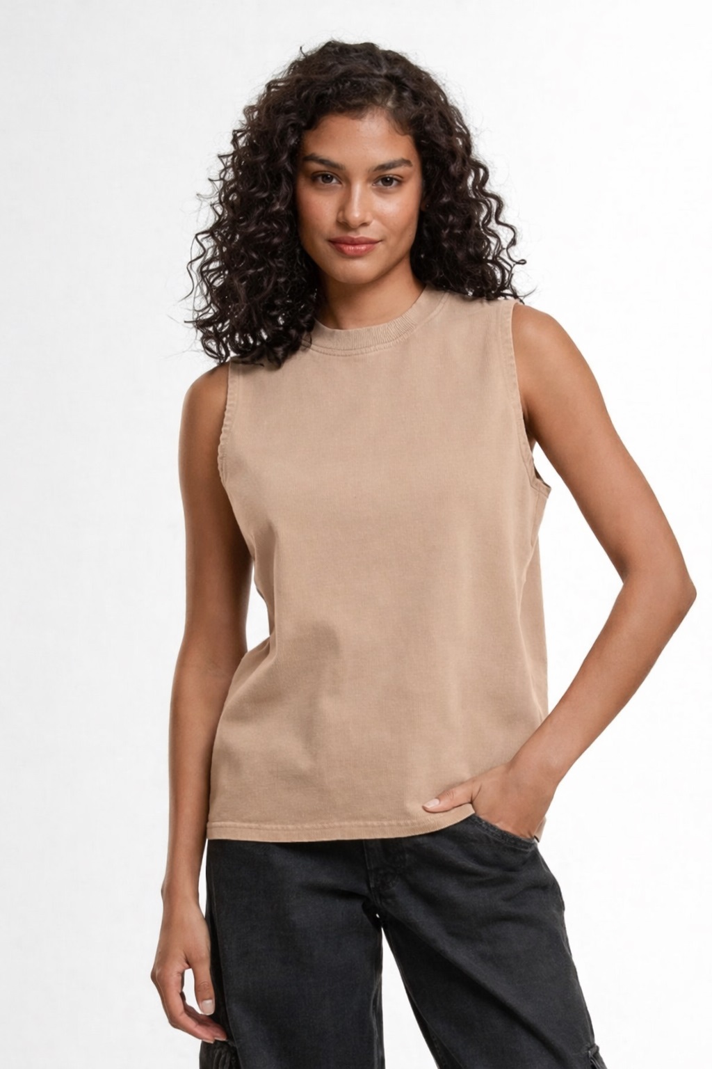 Γυναικείο Vintage Washed Sleeveless Tee Build Your Brand BY429 Chalk Dust