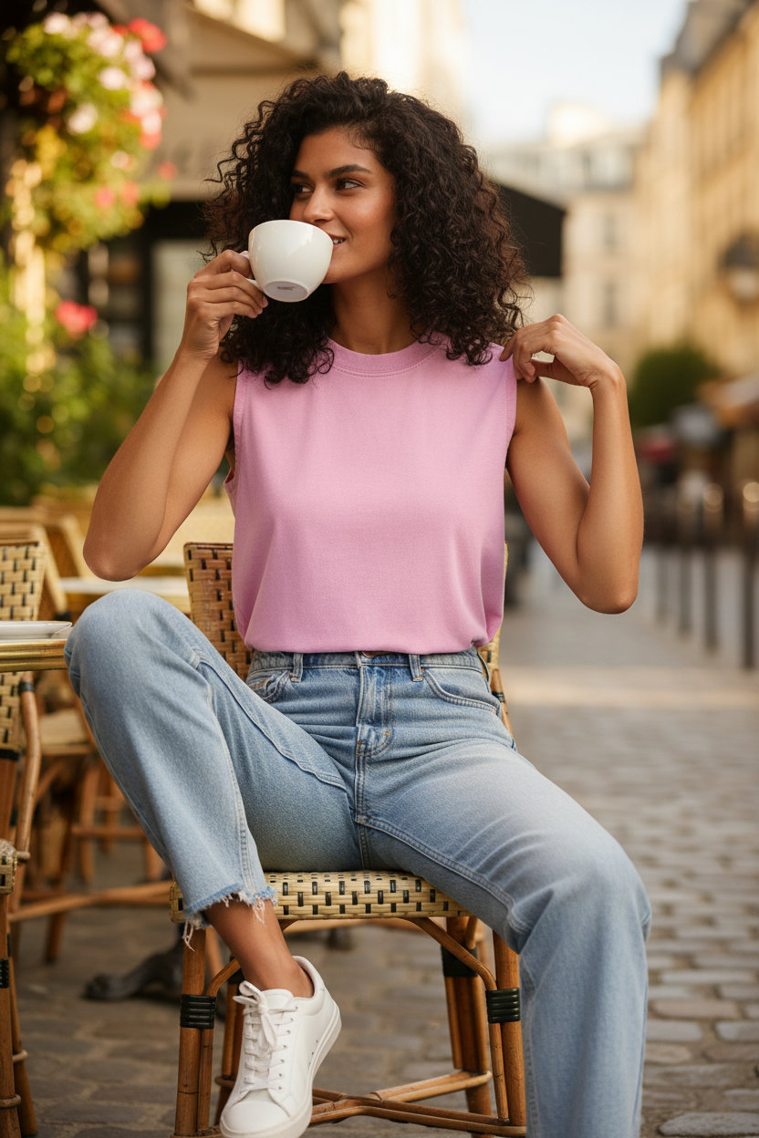 Γυναικείο Vintage Washed Sleeveless Tee Build Your Brand BY429 Cool Pink