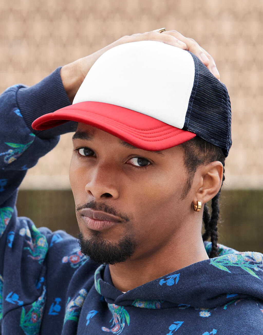 Καπέλο Retro 5 Panel Trucker B639 Beechfield Navy/Red