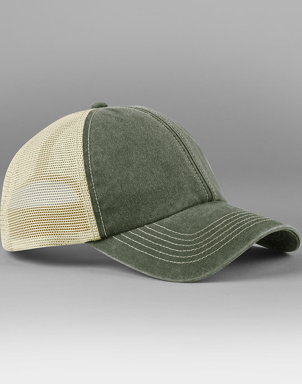 Καπέλο Trucker 6 Panel B672 Beechfield Vintage Vintage Olive/Stone