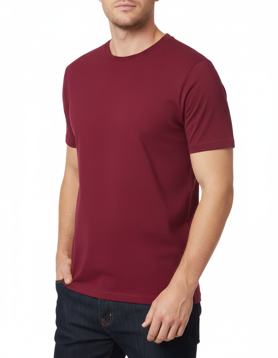 Ανδρικό T-Shirt Interlock 520 Tee Jays Deep Red ανδρικά Basic T-Shirts Simple Wear Μπλουζάκια κοντομάνικα