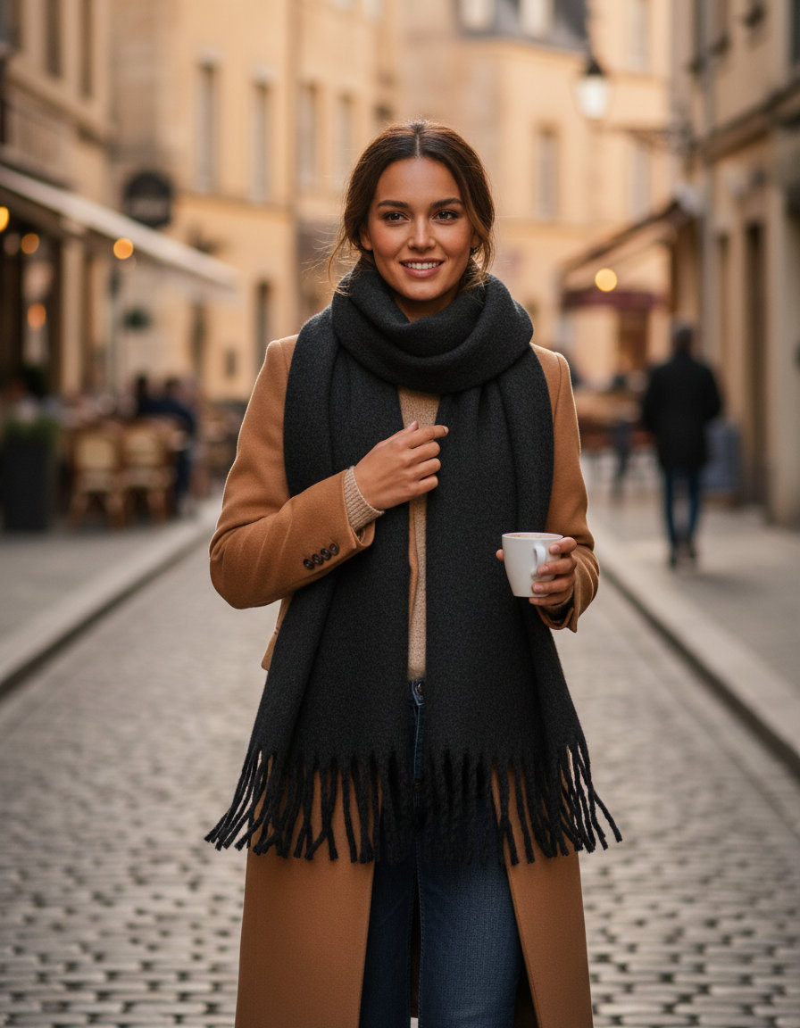 Κασκόλ Fluffy B496R Beechfield Black αξεσουάρ Καπέλα Simple Wear