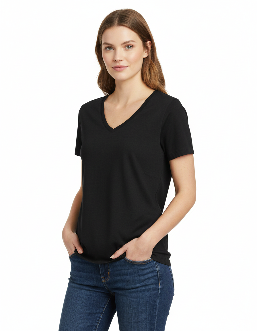 Γυναικείο T-Shirt TW045 B&C Organics Organic V-Neck Black