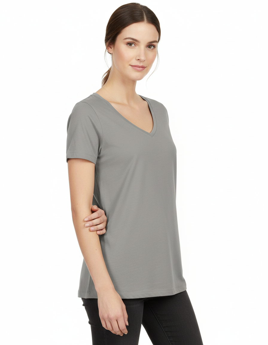 Γυναικείο T-Shirt TW045 B&C Organics Organic V-Neck Light Grey