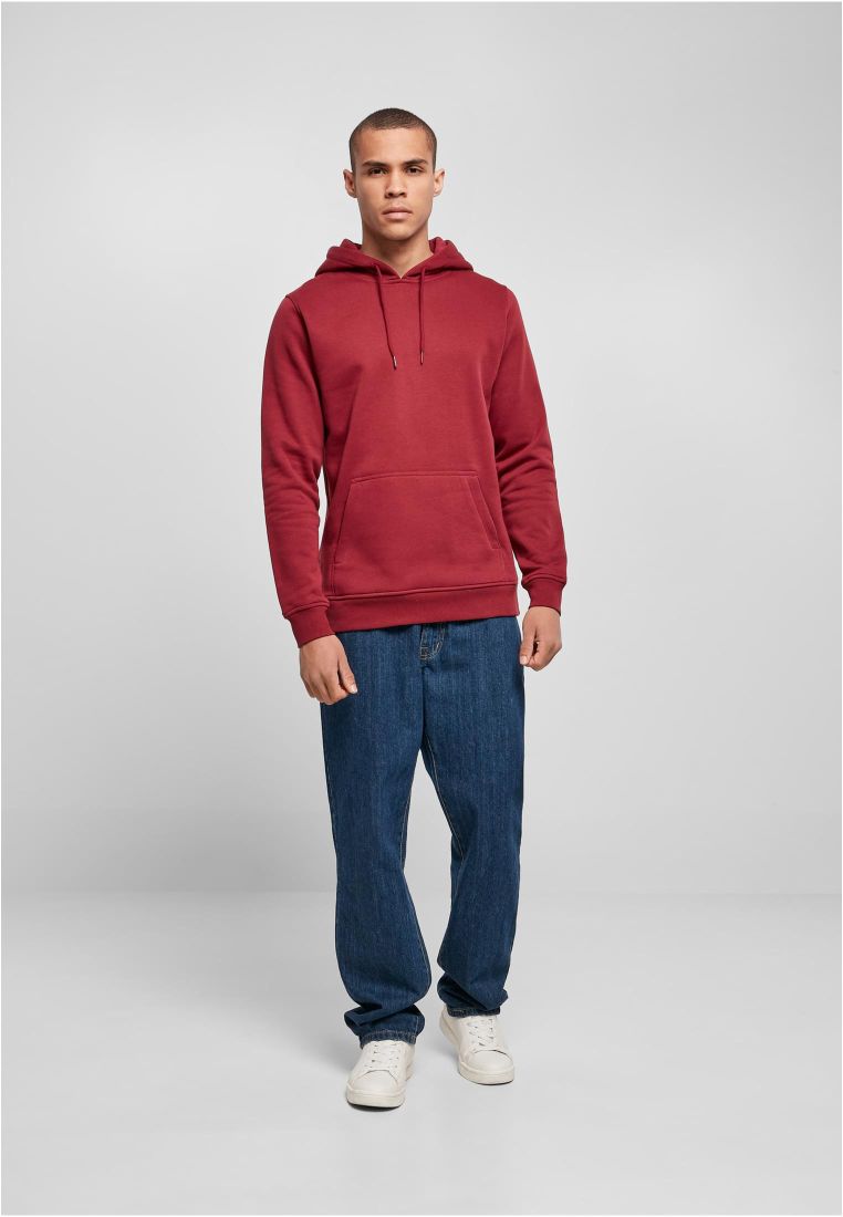 Φούτερ με Κουκούλα Heavy Hoody By011 Build Your Brand Burgundy ανδρικά Simple Wear