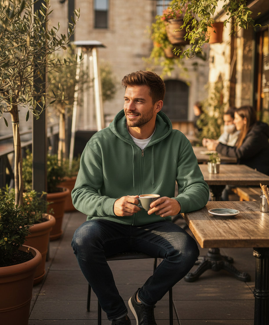 Ζακέτα Φούτερ με Κουκούλα Sf600 Gildan Softstyle Midweight Full Zip Hoodie Military Green ανδρικά Simple Wear