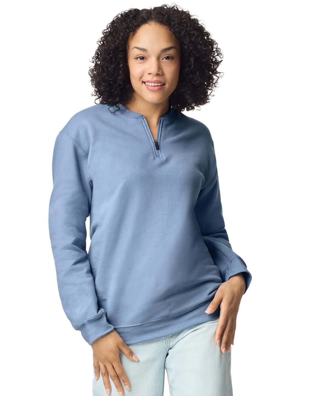 Φούτερ με Φερμουάρ 1 4 Sf008 Gildan Softstyle Midweight Fleece Stone Blue ανδρικά Simple Wear