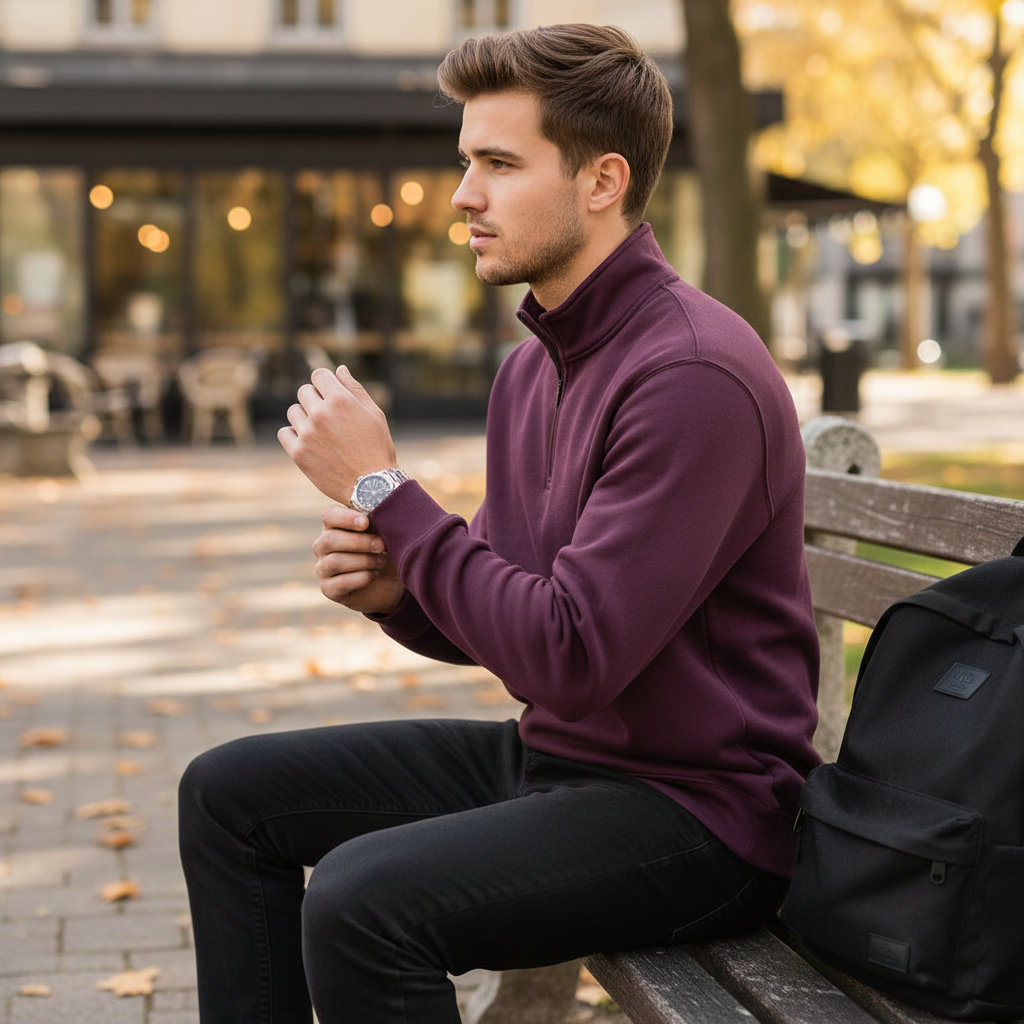 Φούτερ με Φερμουάρ 1 4 Sf008 Gildan Softstyle Midweight Fleece Maroon ανδρικά Simple Wear