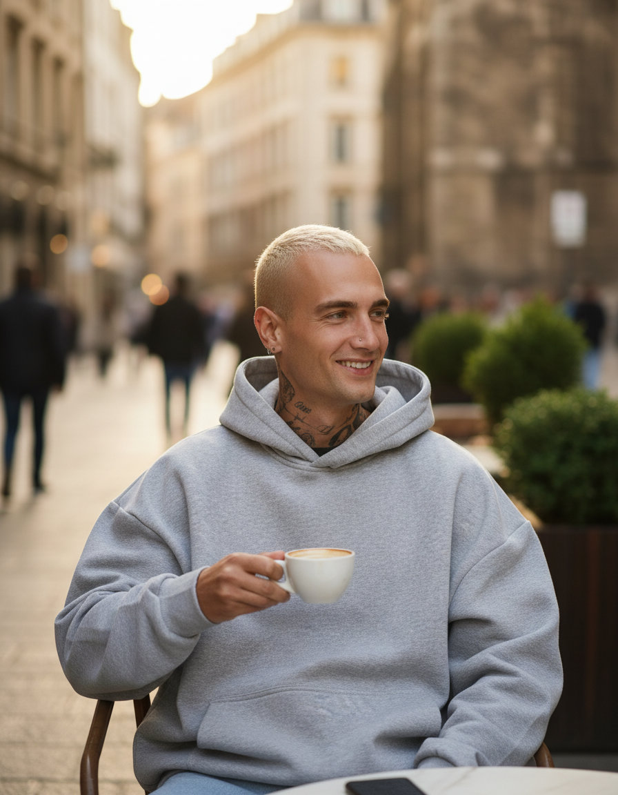Φούτερ Hoody By268 Build Your Brand Ultra Heavy Oversized Heather Grey ανδρικά Simple Wear