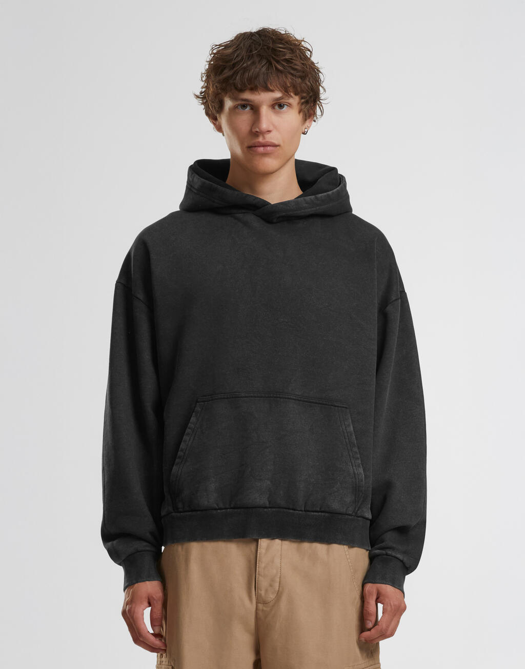 Φούτερ με Κουκούλα BY294 Build Your Brand Vintage Heavy Hoody Black