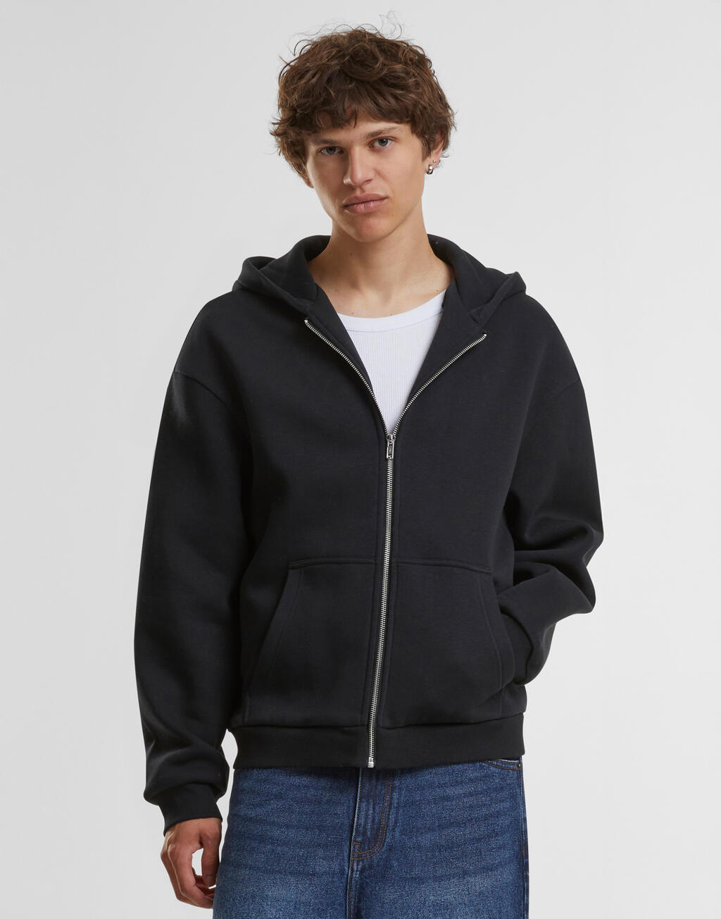 Ζακέτα Φούτερ με Κουκούλα BY285 Build Your Brand Fluffy Zip Hoody Black