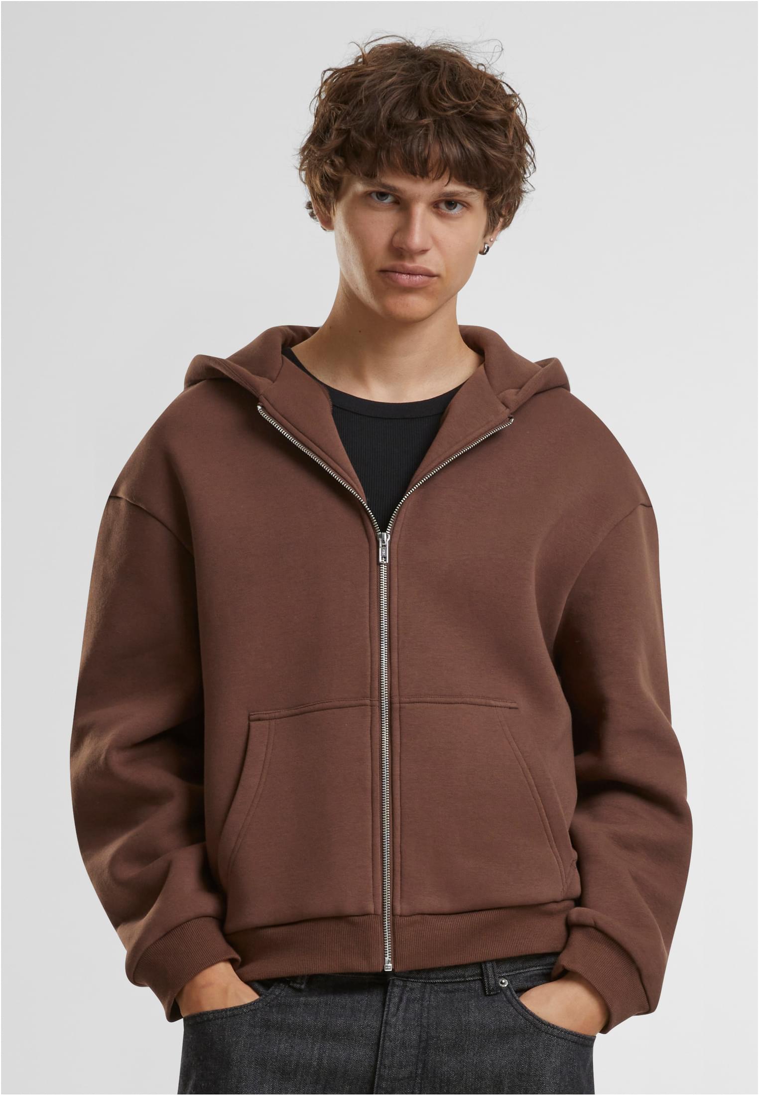 Ζακέτα Φούτερ με Κουκούλα BY285 Build Your Brand Fluffy Zip Hoody Chocolate Brown