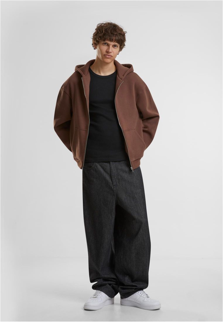 Ζακέτα Φούτερ με Κουκούλα By285 Build Your Brand Fluffy Zip Hoody Chocolate Brown ανδρικά Simple Wear