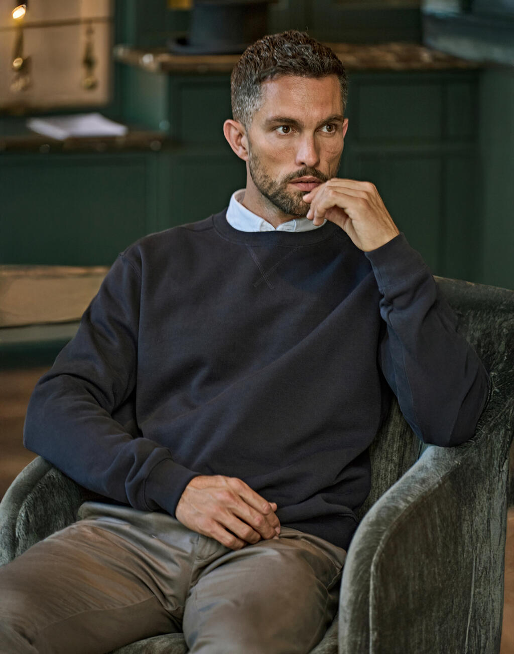 Ανδρικό T-Shirt Ribbed Interlock 5504 Tee Jays Black ανδρικά Φούτερ Simple Wear Μπλουζάκια κοντομάνικα