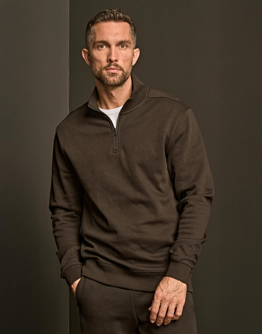Μπλούζα Φούτερ Ribbed Interlock Half Zip 5506 Tee Jays Black ανδρικά Simple Wear