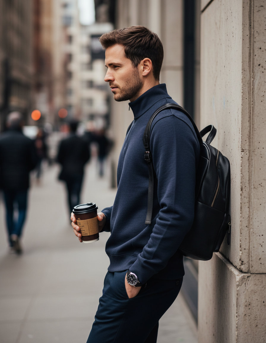 Μπλούζα Φούτερ Ribbed Interlock Half Zip 5506 Tee Jays Navy ανδρικά Simple Wear