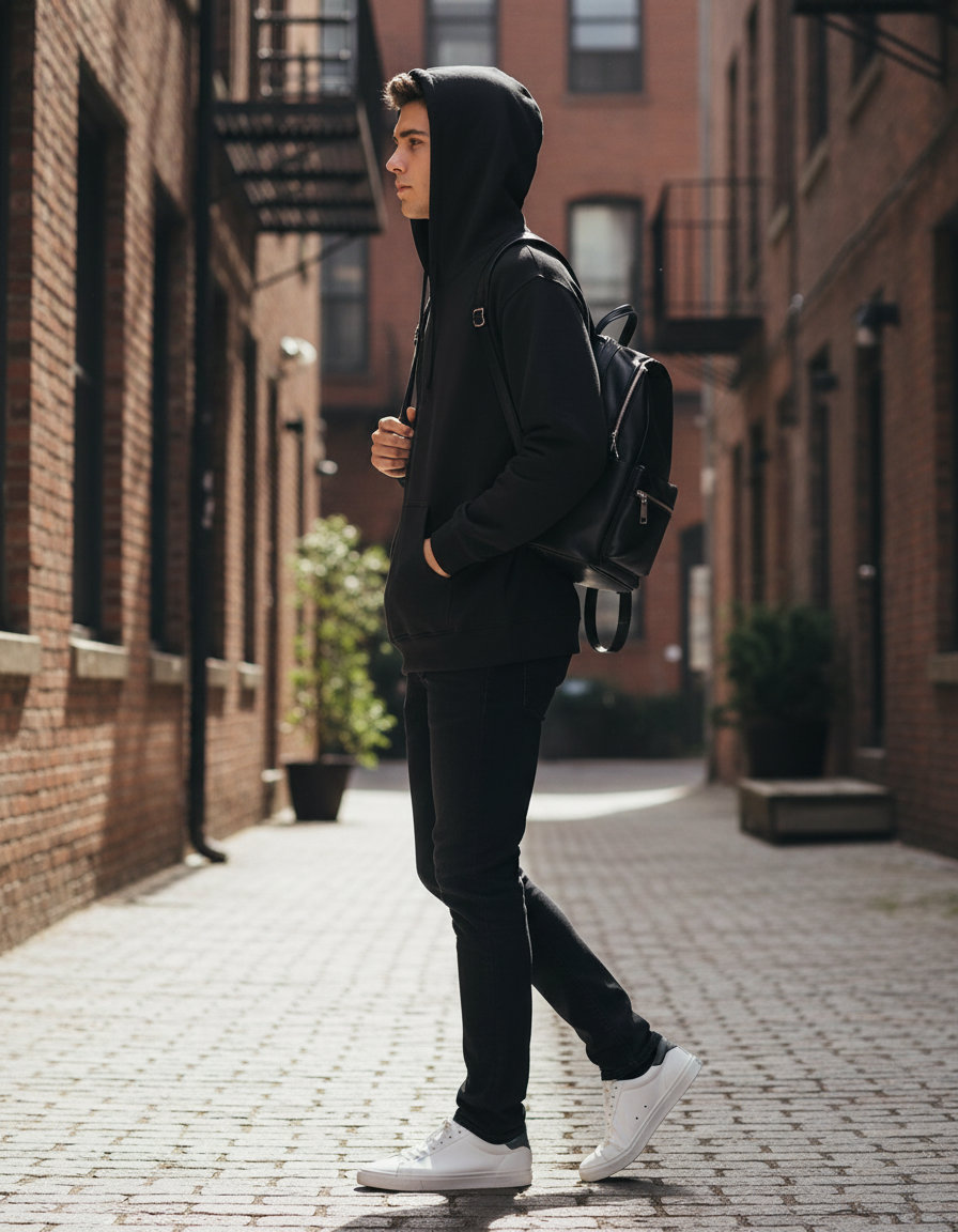 Φούτερ με Κουκούλα Sf500 Gildan Softstyle Midweight Fleece Black ανδρικά Simple Wear