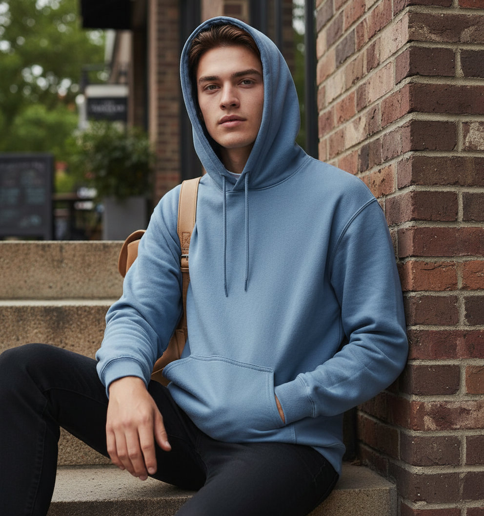 Φούτερ με Κουκούλα Sf500 Gildan Softstyle Midweight Fleece Stone Blue ανδρικά Simple Wear