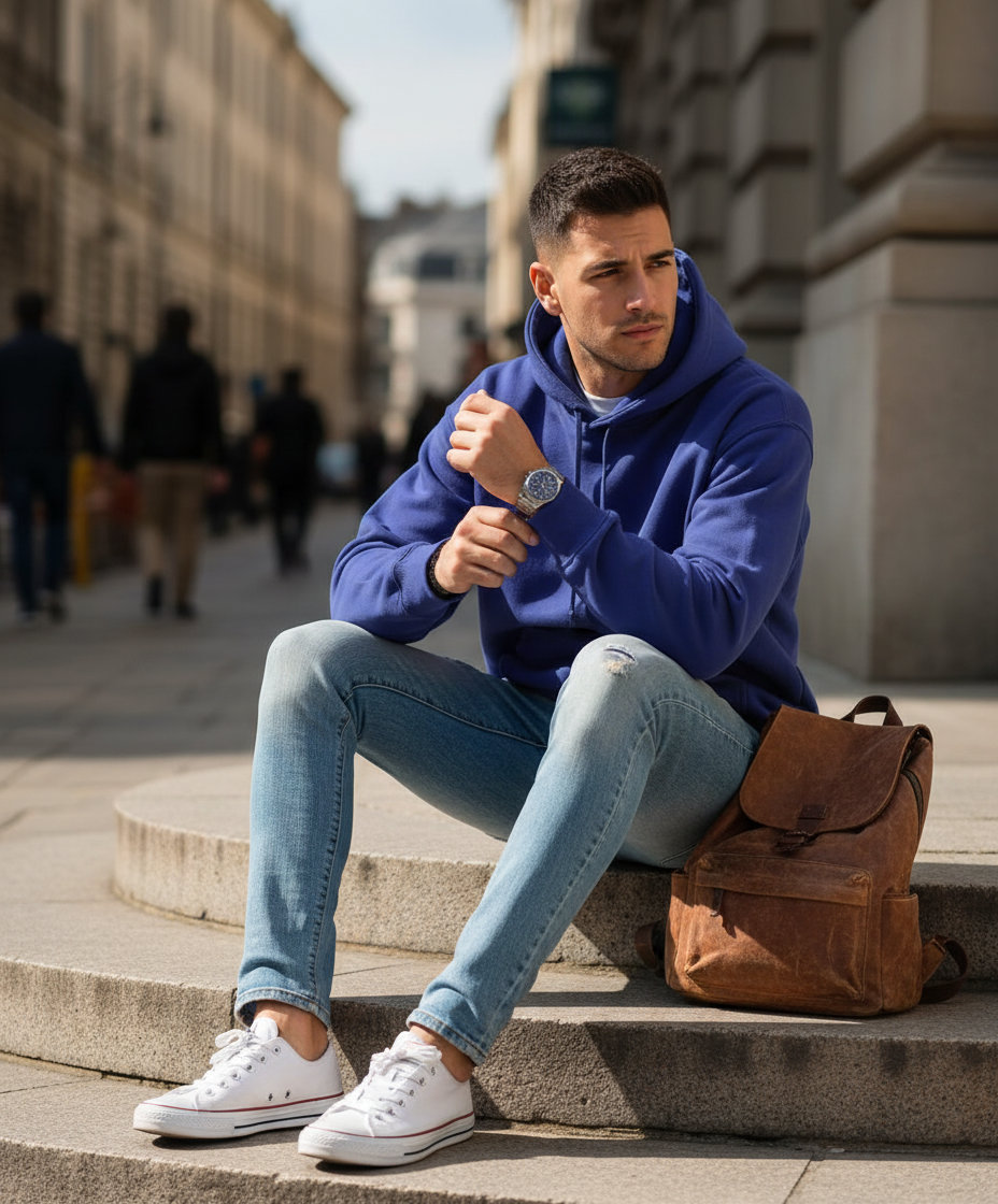 Φούτερ με Κουκούλα Sf500 Gildan Softstyle Midweight Fleece Cobalt ανδρικά Simple Wear