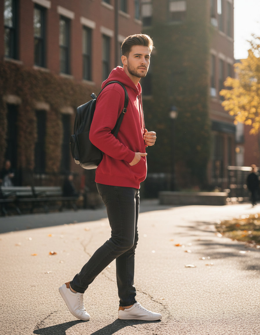 Φούτερ με Κουκούλα Sf500 Gildan Softstyle Midweight Fleece Cardinal Red ανδρικά Simple Wear