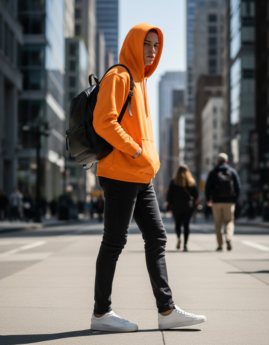 Φούτερ με Κουκούλα Sf500 Gildan Softstyle Midweight Fleece Tangerine ανδρικά Simple Wear