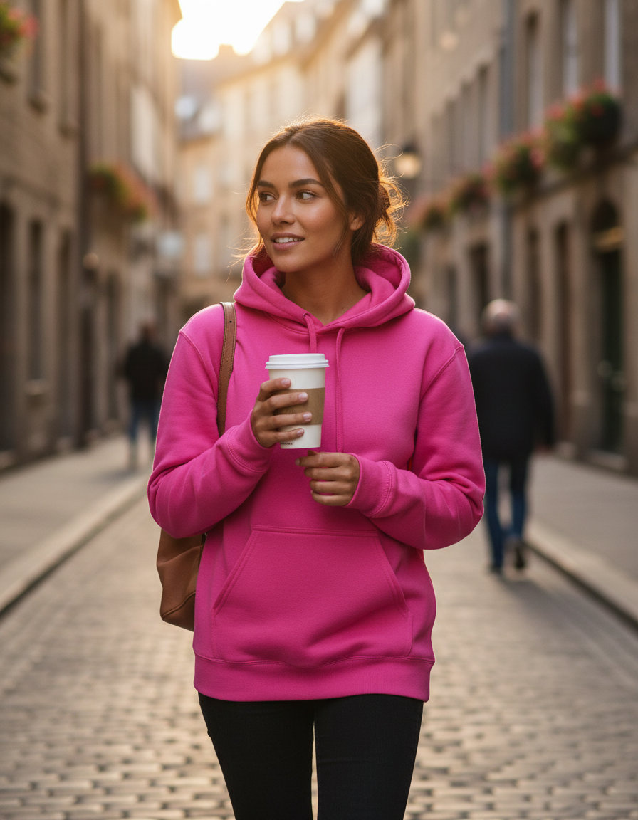 Φούτερ με Κουκούλα Sf500 Gildan Softstyle Midweight Fleece Pink Lemonade ανδρικά Simple Wear