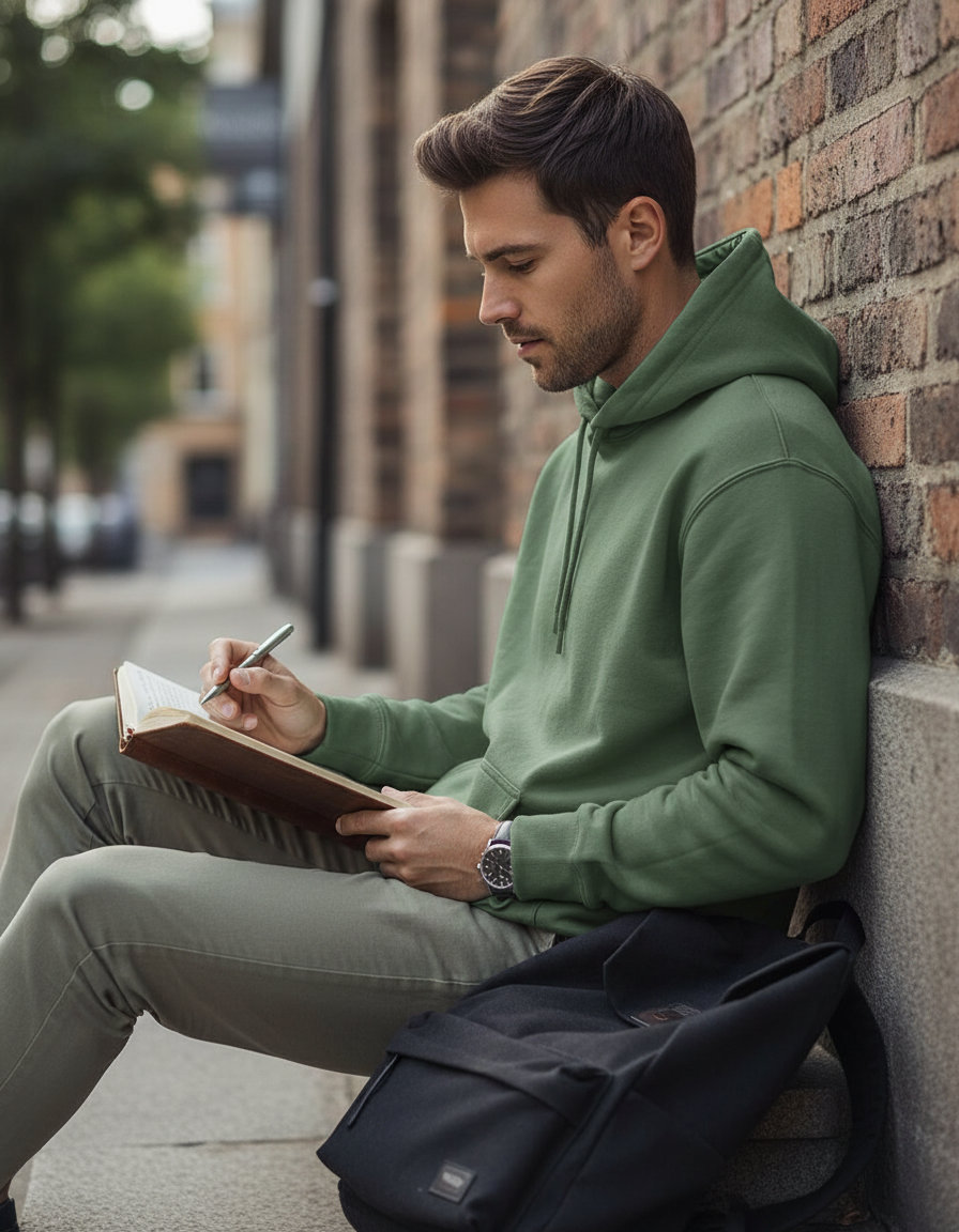 Φούτερ με Κουκούλα Sf500 Gildan Softstyle Midweight Fleece Military Green ανδρικά Simple Wear