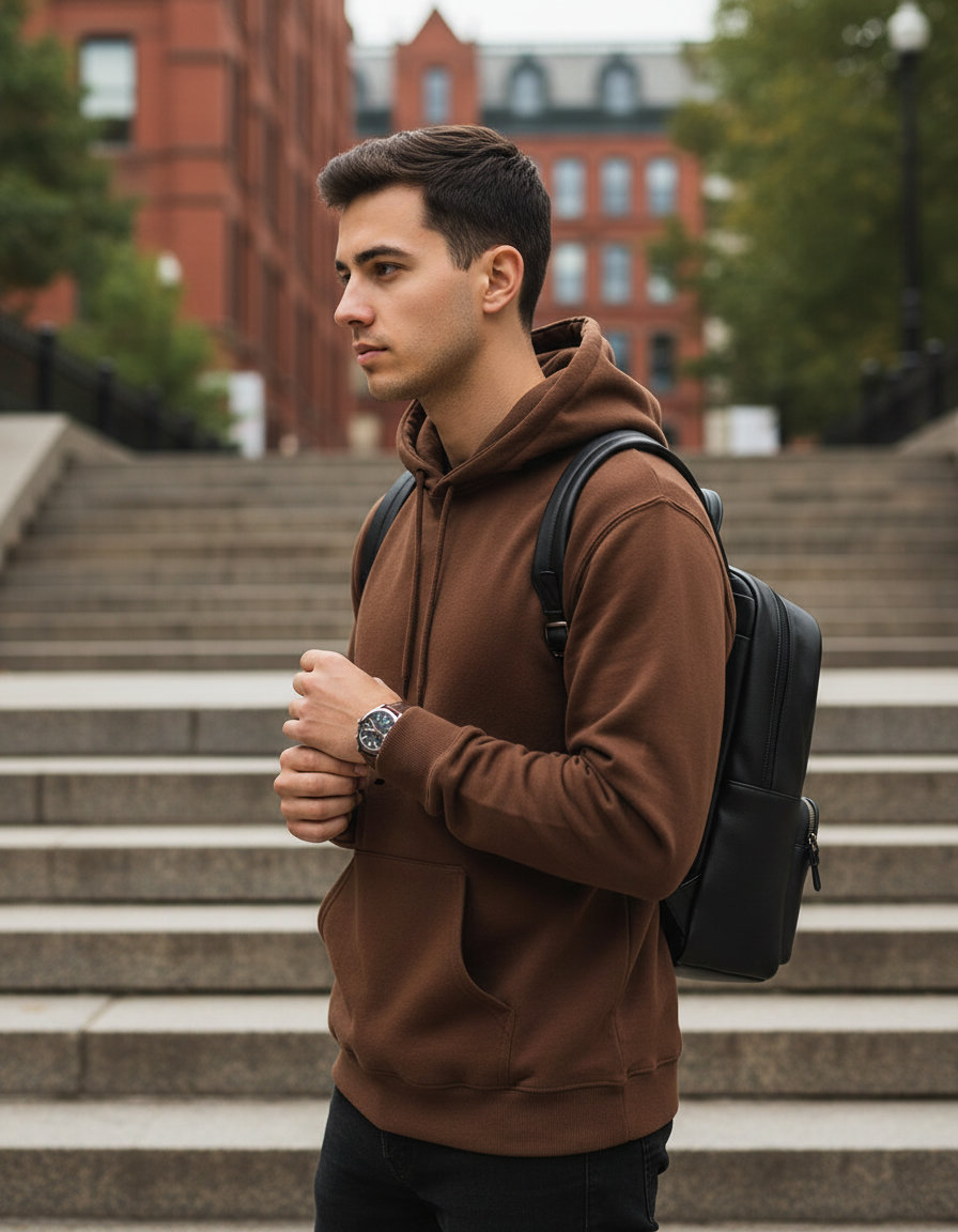 Φούτερ με Κουκούλα Sf500 Gildan Softstyle Midweight Fleece Cocoa ανδρικά Simple Wear