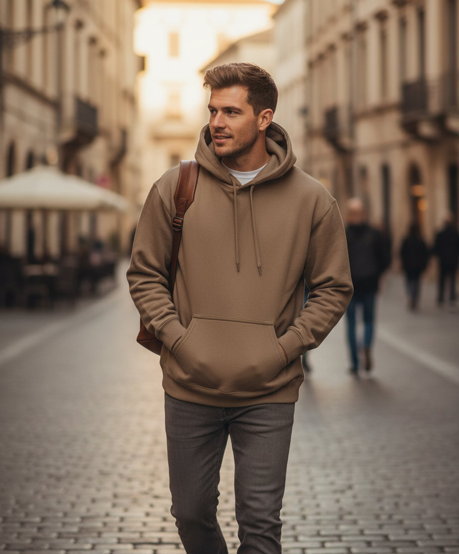 Φούτερ με Κουκούλα Sf500 Gildan Softstyle Midweight Fleece Brown Savana ανδρικά Simple Wear