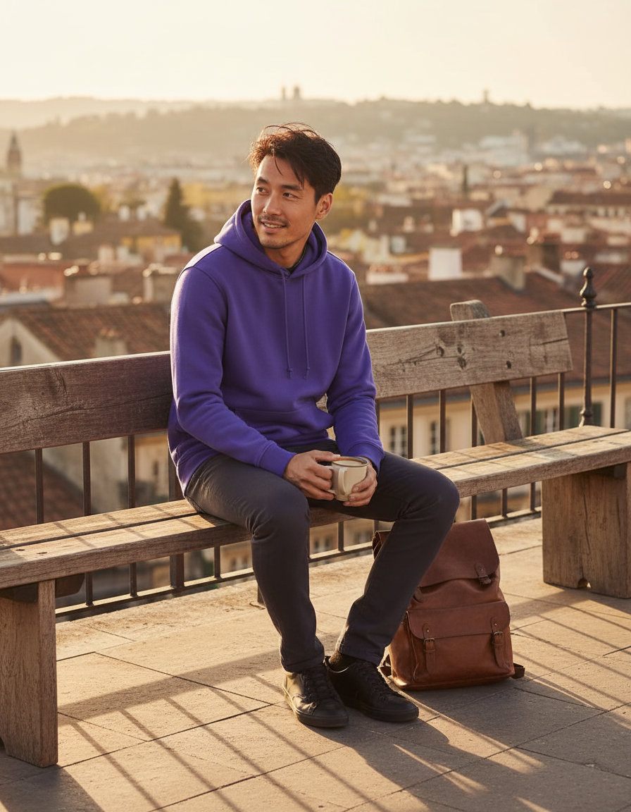 Organic Hoodie Φούτερ Wu33B B C Radiant Purple ανδρικά Simple Wear
