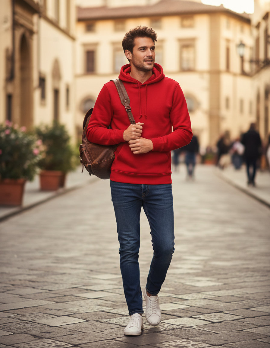Organic Hoodie Φούτερ Wu33B B C Red ανδρικά Simple Wear