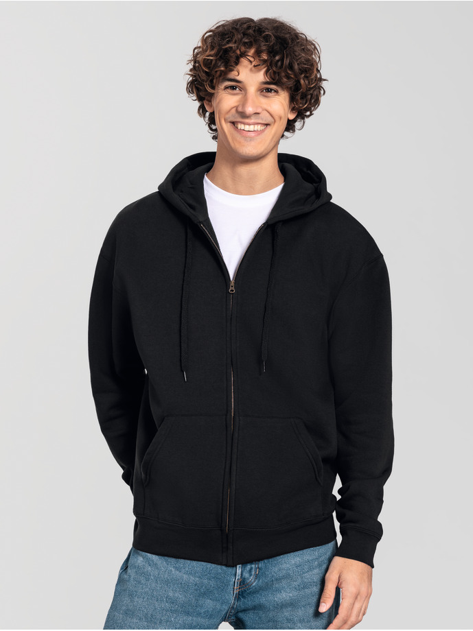 Ζακέτα Φούτερ με Κουκούλα 0622860 Fruit of the Loom Iconic Premium Black