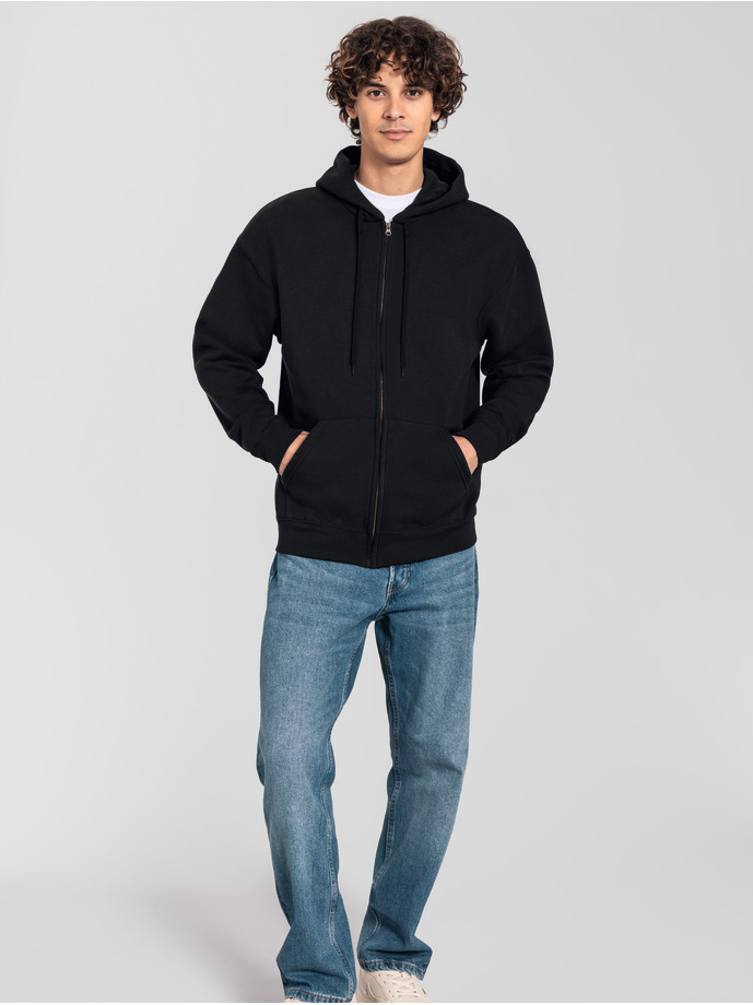Ζακέτα Φούτερ με Κουκούλα 0622860 Fruit Of The Loom Iconic Premium Black ανδρικά Simple Wear