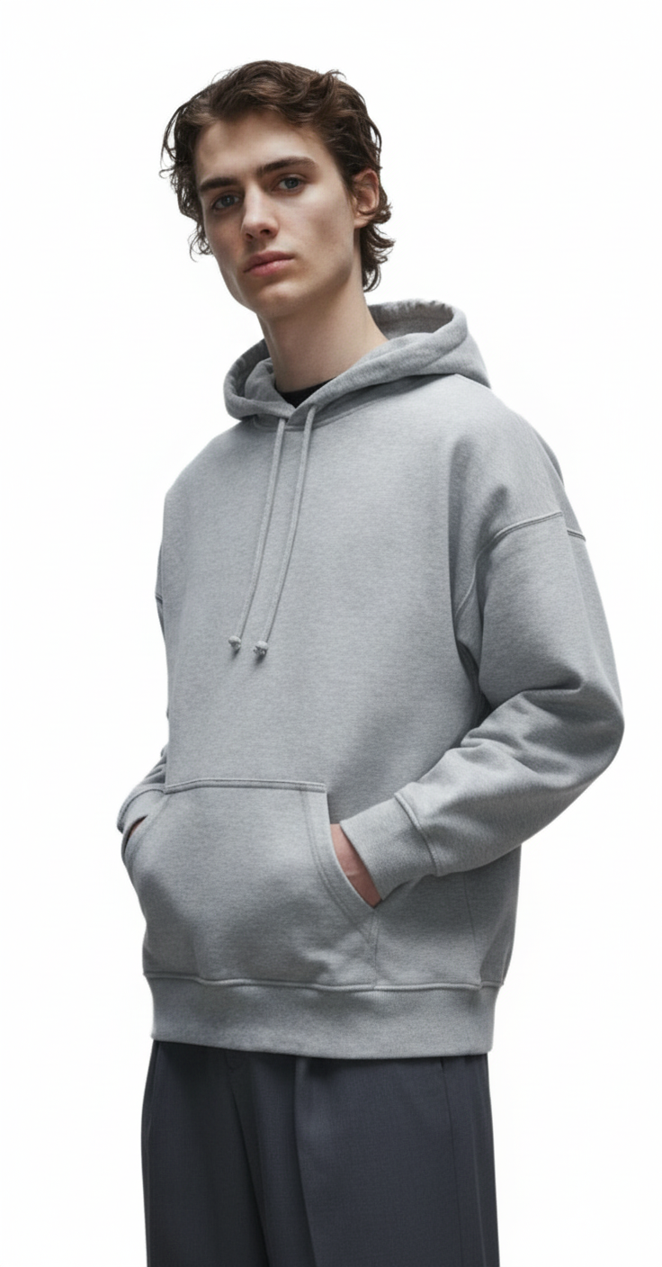 Boxy Hoodie Φούτερ 1148751 True Blanks By H M Grey Melange Outlet ανδρικά Simple Wear