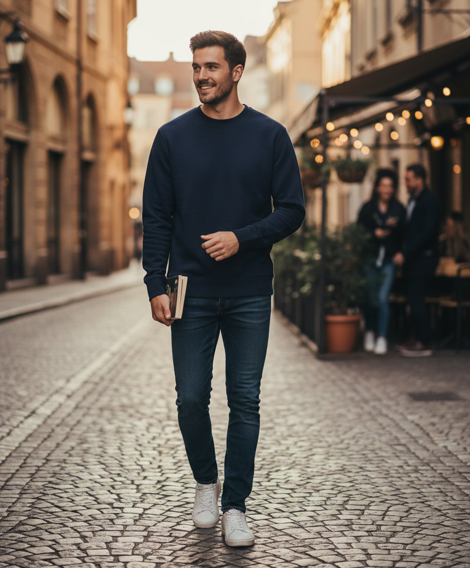 Φούτερ Crew Neck Wu01K B C King Navy ανδρικά Simple Wear
