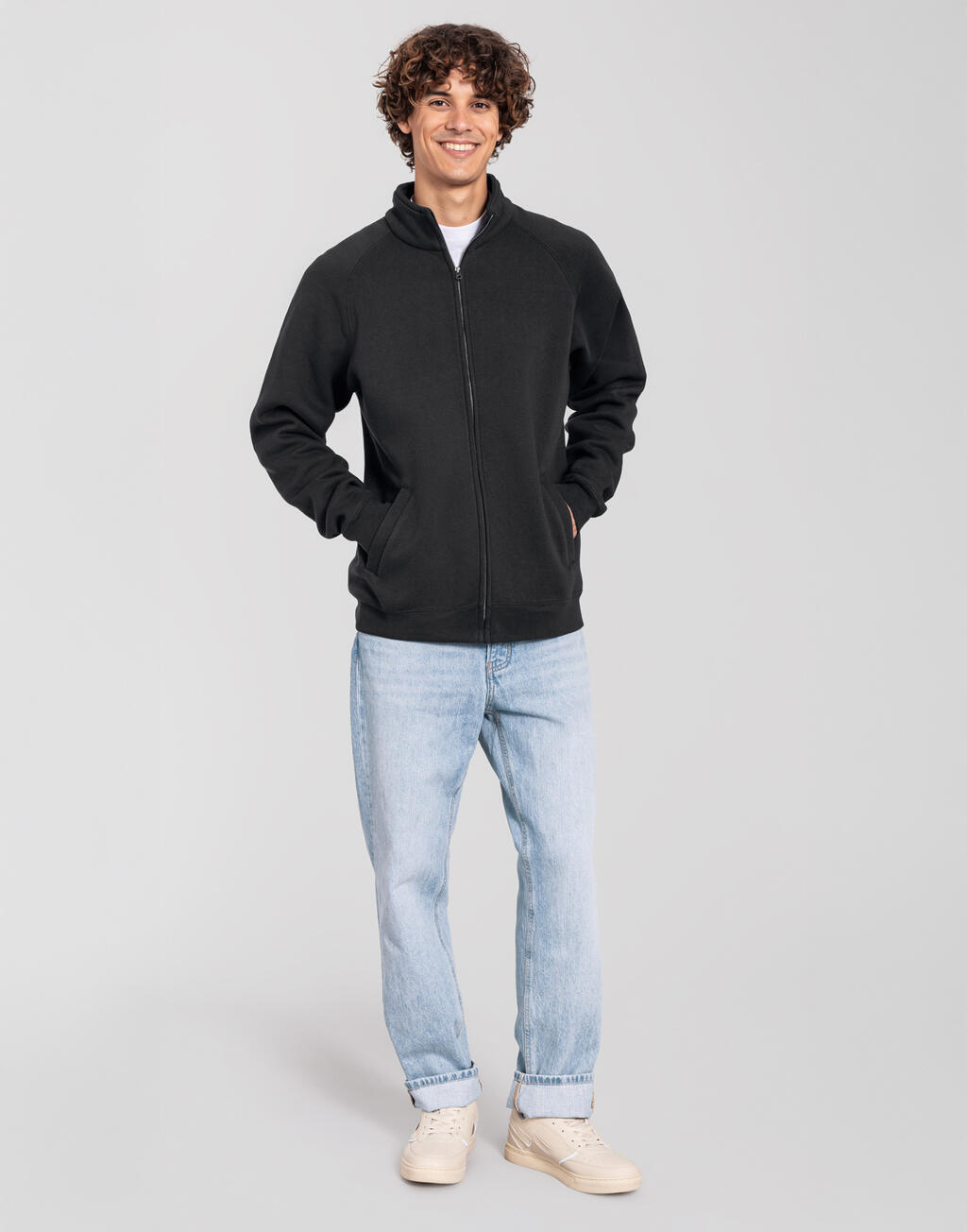 Ανδρική Ζακέτα Φούτερ Iconic Premium Sweat Jacket 0622900 Fruit Of The Loom Light Graphite ανδρικά Simple Wear