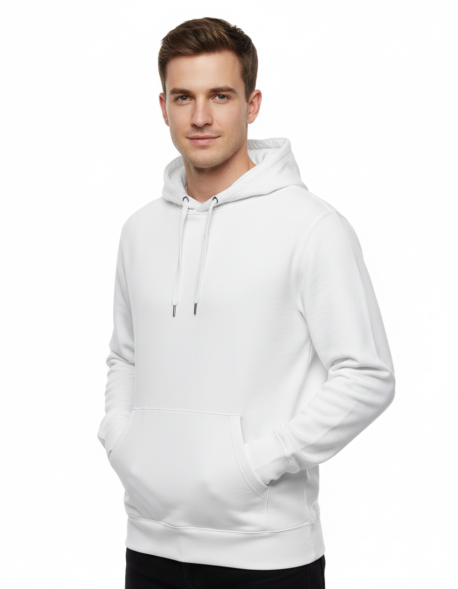 Hoodie Φούτερ Wu02K B C King White ανδρικά Simple Wear