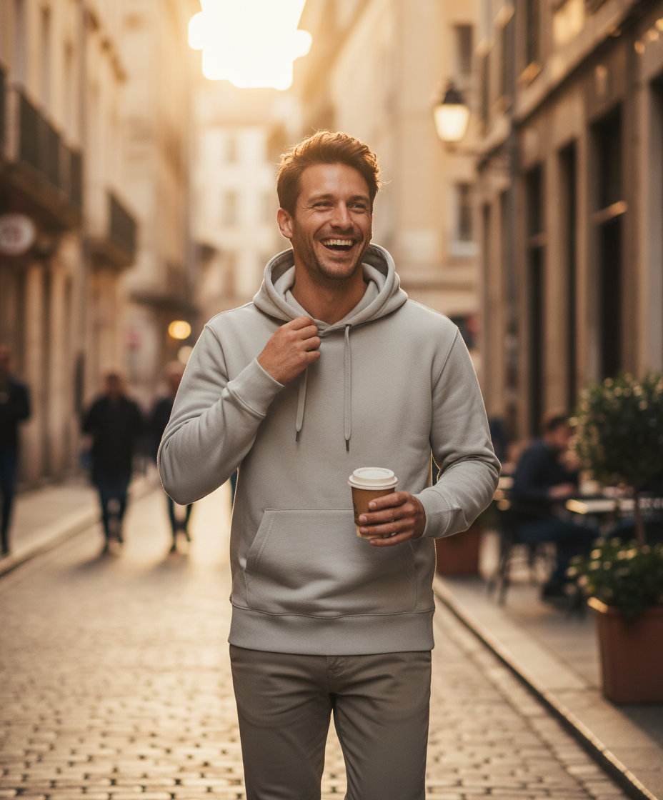 Hoodie Φούτερ Wu02K B C King Grey Fog ανδρικά Simple Wear