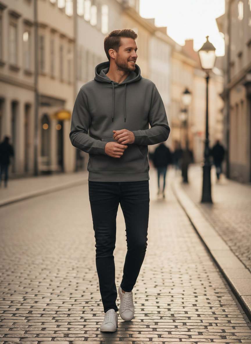 Ανδρικό Φούτερ με Κουκούλα 5430 Tee Jays Powder Grey ανδρικά Simple Wear