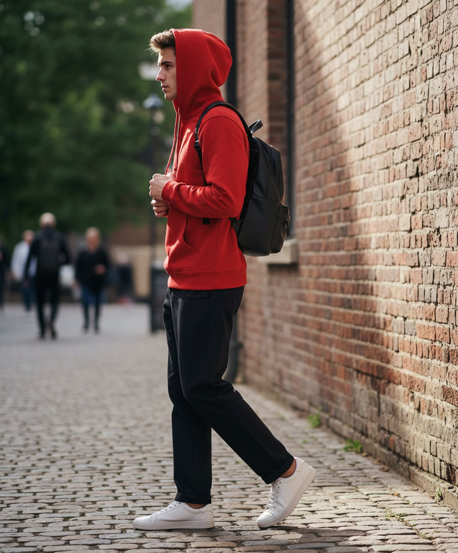 Unisex Φούτερ με Κουκούλα Hoodie Sge202 Sg Essentials Red ανδρικά Simple Wear