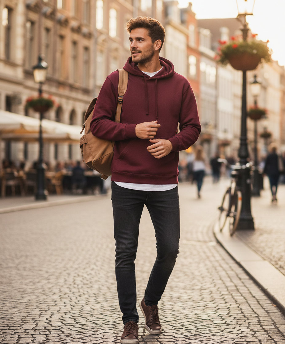 Unisex Φούτερ με Κουκούλα Hoodie Sge202 Sg Essentials Burgundy ανδρικά Simple Wear