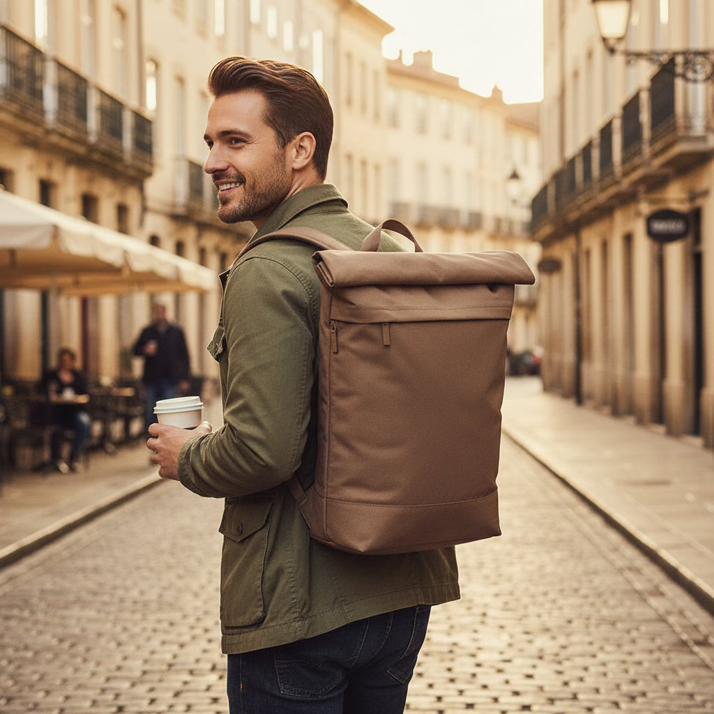 Σακίδιο Πλάτης Roll-Top Bg870 Bag Base Simplicity Hazelnut Είδη Ταξιδιου Τσάντες Simple Wear