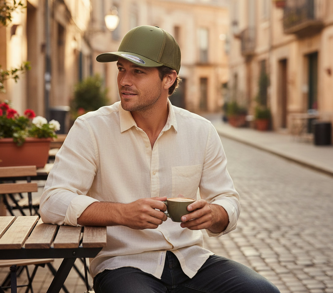 Καπέλο Trucker 6511 Flexfit Mesh Cotton Twill Moos Green αξεσουάρ Καπέλα Simple Wear