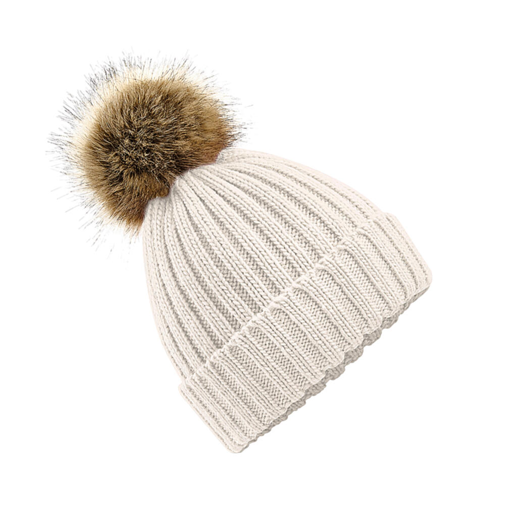 Σκούφος Chunky Beanie με Πομ-Πομ B412 Beechfield Oatmeal