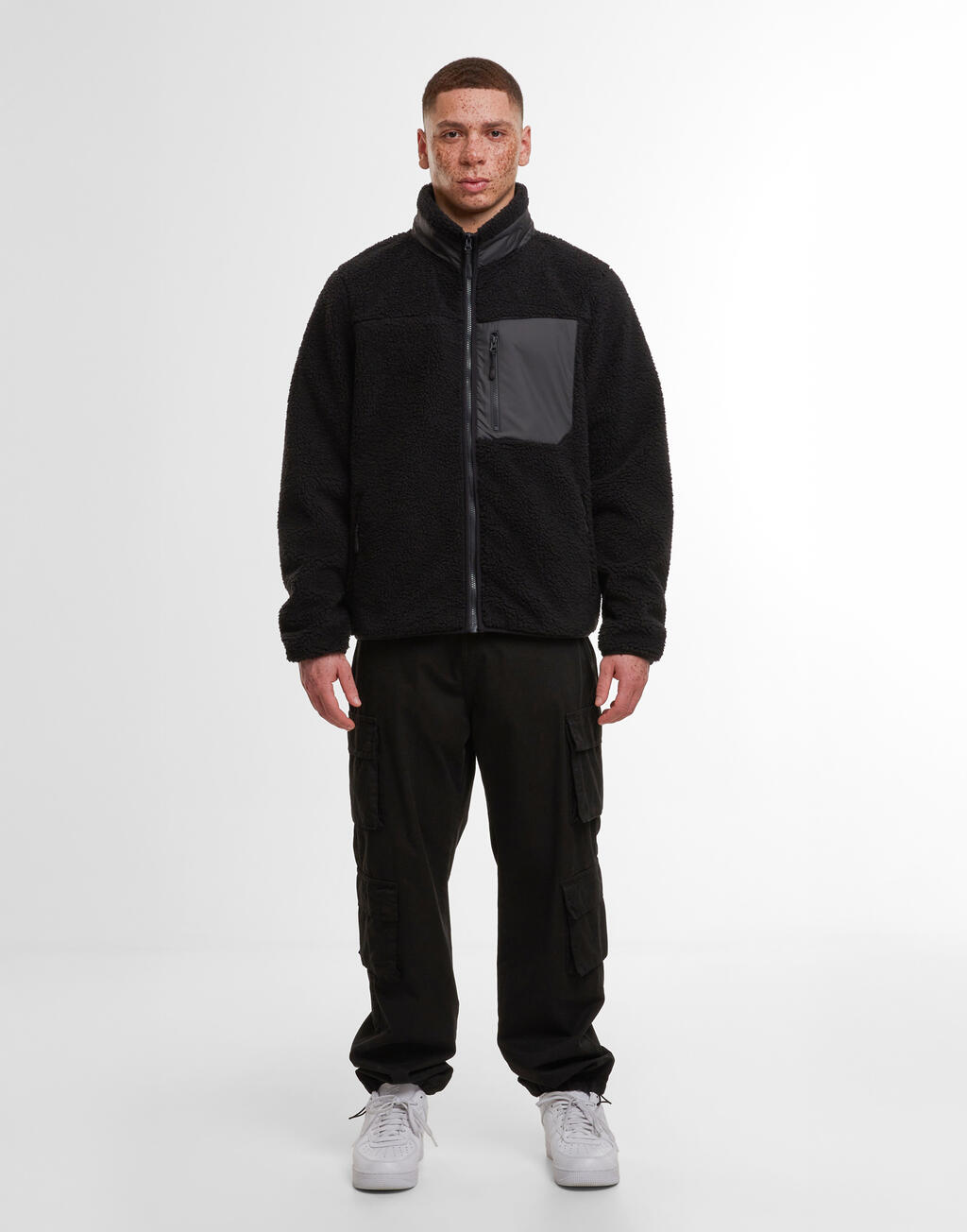 Μπουφάν Sherpa Fleece By406 Build Your Brand Unisex Black ανδρικά Simple Wear