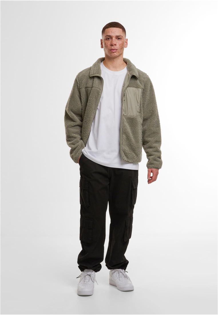 Μπουφάν Sherpa Fleece By406 Build Your Brand Unisex Pale Olive ανδρικά Simple Wear