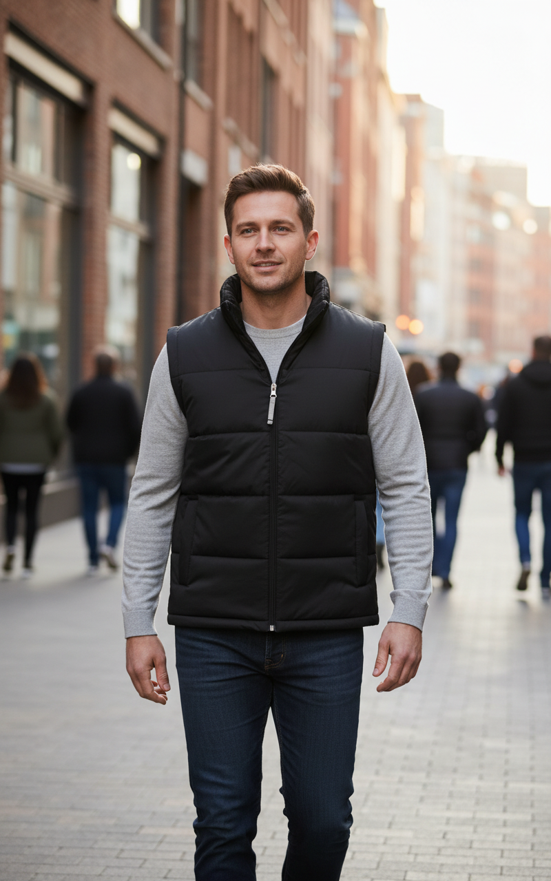 Αμάνικο Μπουφάν Jm930 B C Black ανδρικά Simple Wear