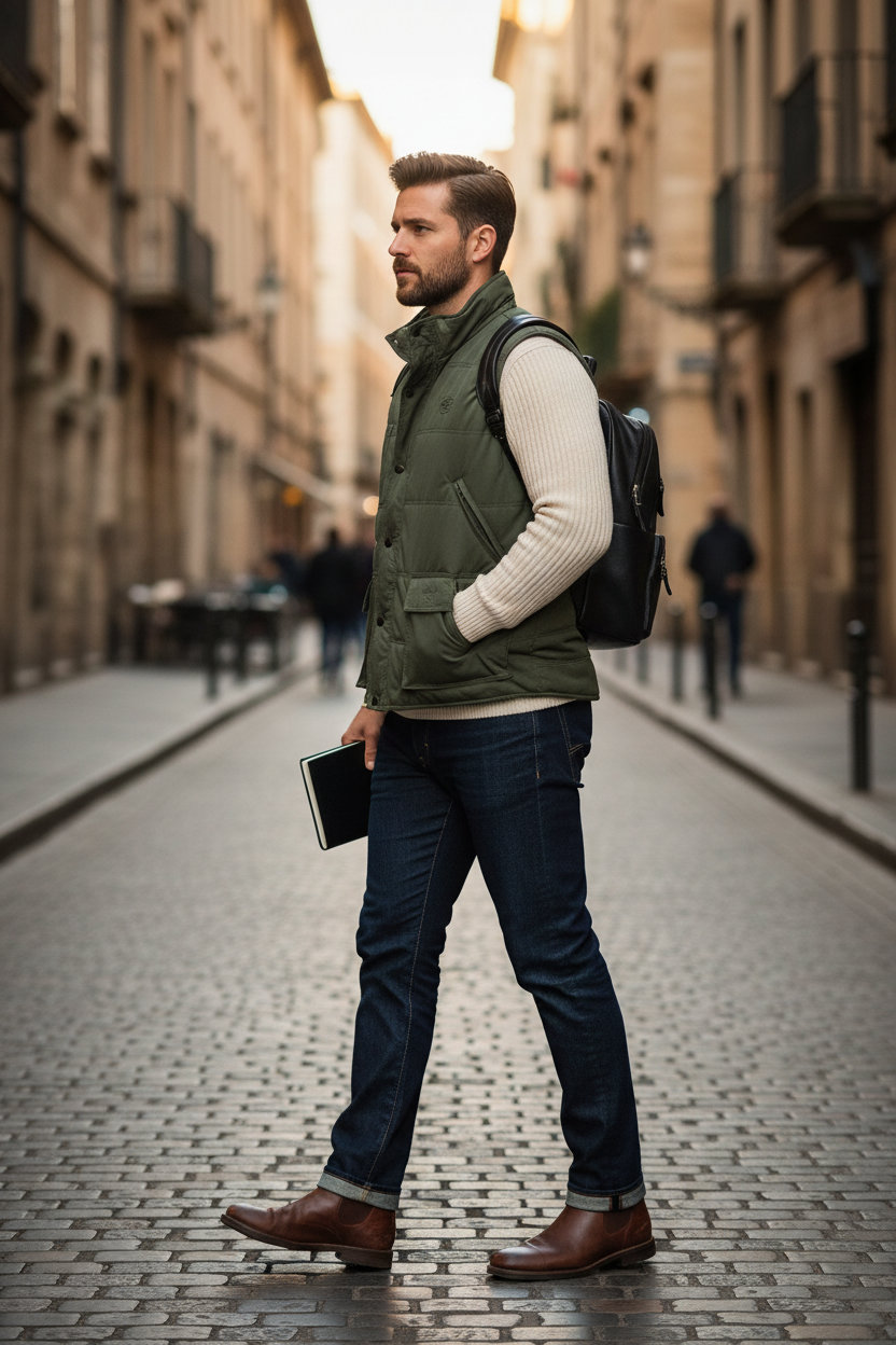 Αμάνικο Μπουφάν Explorer Ju880 B C Olive ανδρικά Simple Wear