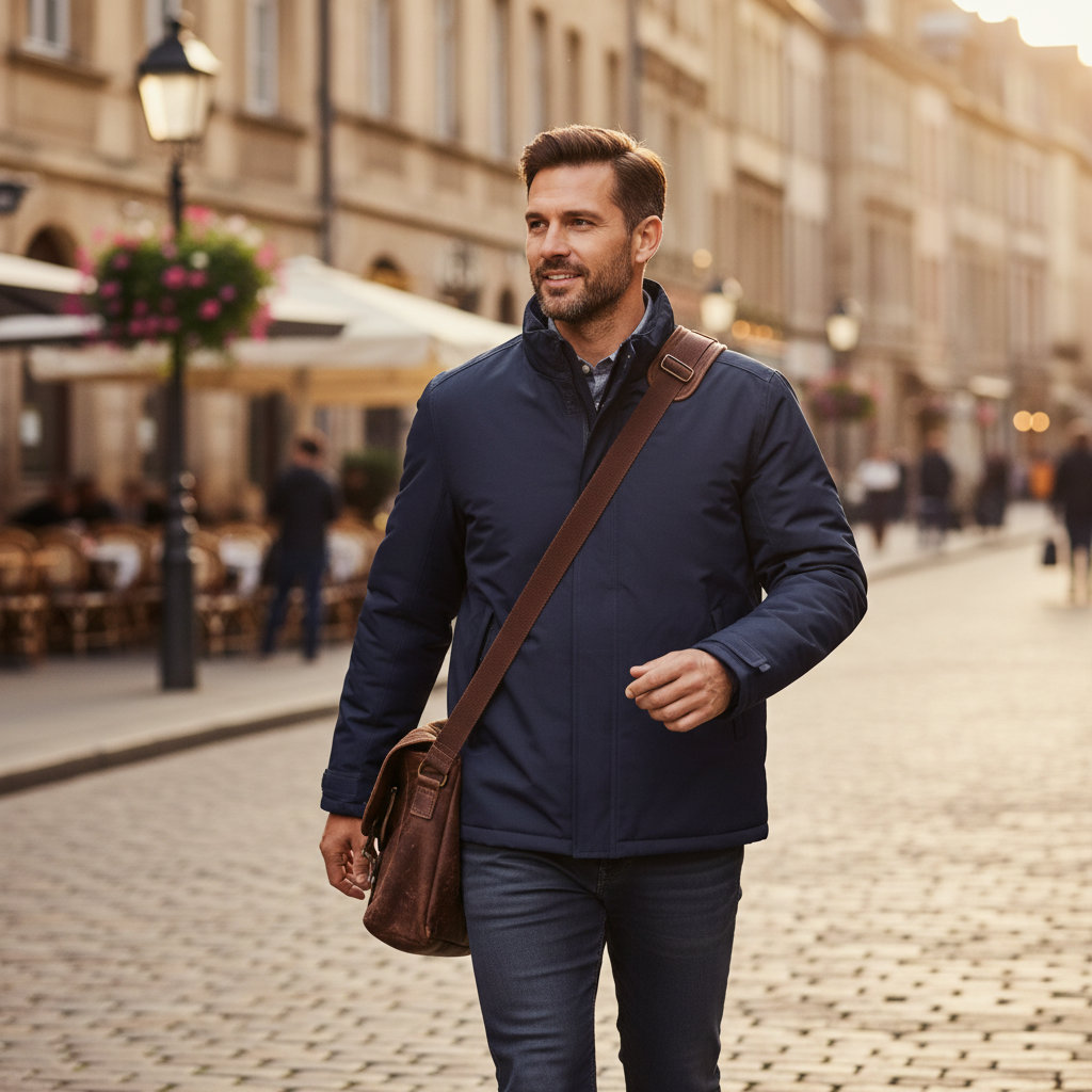 Heavy Weight Jacket B C Real+ Men Navy ανδρικά Μπουφάν Simple Wear